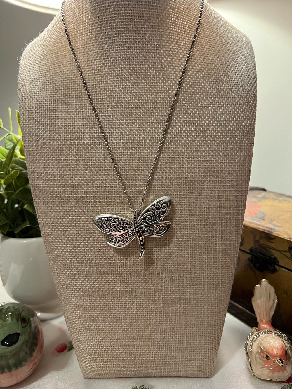 Brighton Silver Dragonfly Filigree Necklace